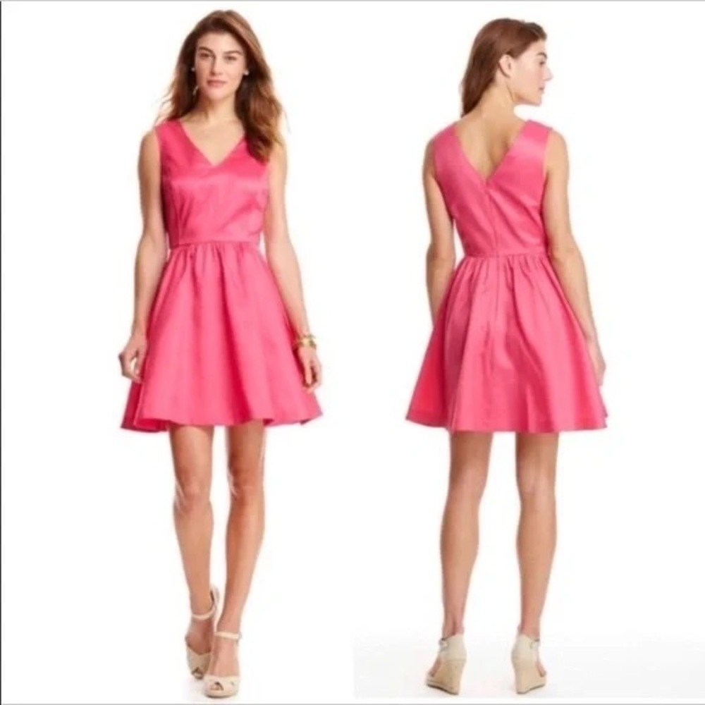 Vineyard Vines Kentucky Derby V neck Fit & Flare Dress Rhododendron Pink- Sz 8